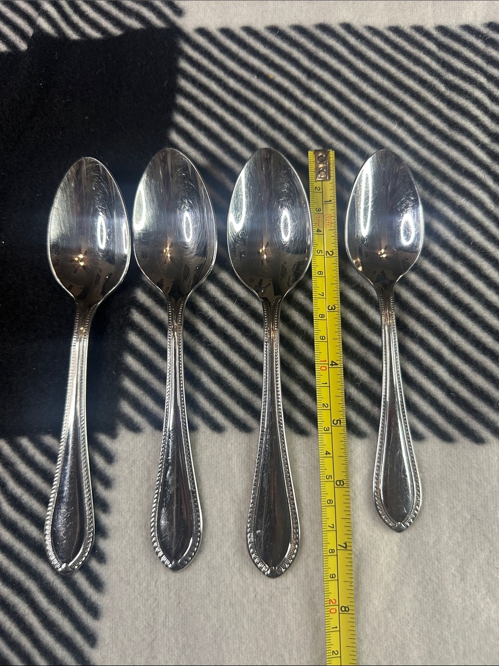 3 Waterford BRAYTON BEAD Oval Soup Spoons 7 1/8 Stainless 18/10 and 1 teaspoon